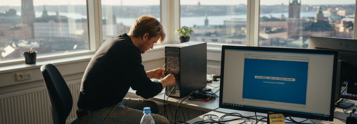 IT-tekniker på plats på kontoret i Stockholm