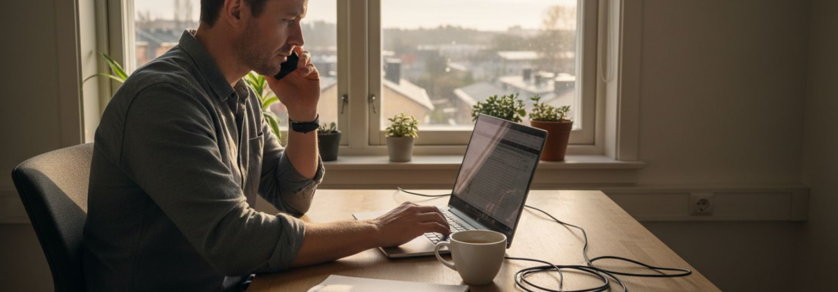 IT-support hjälper en kund på ett mindre kontor