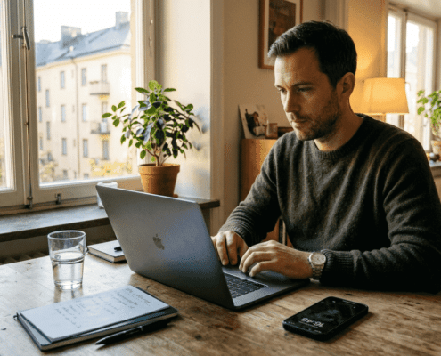 Man kon figurerar VPN på sin laptop hemma